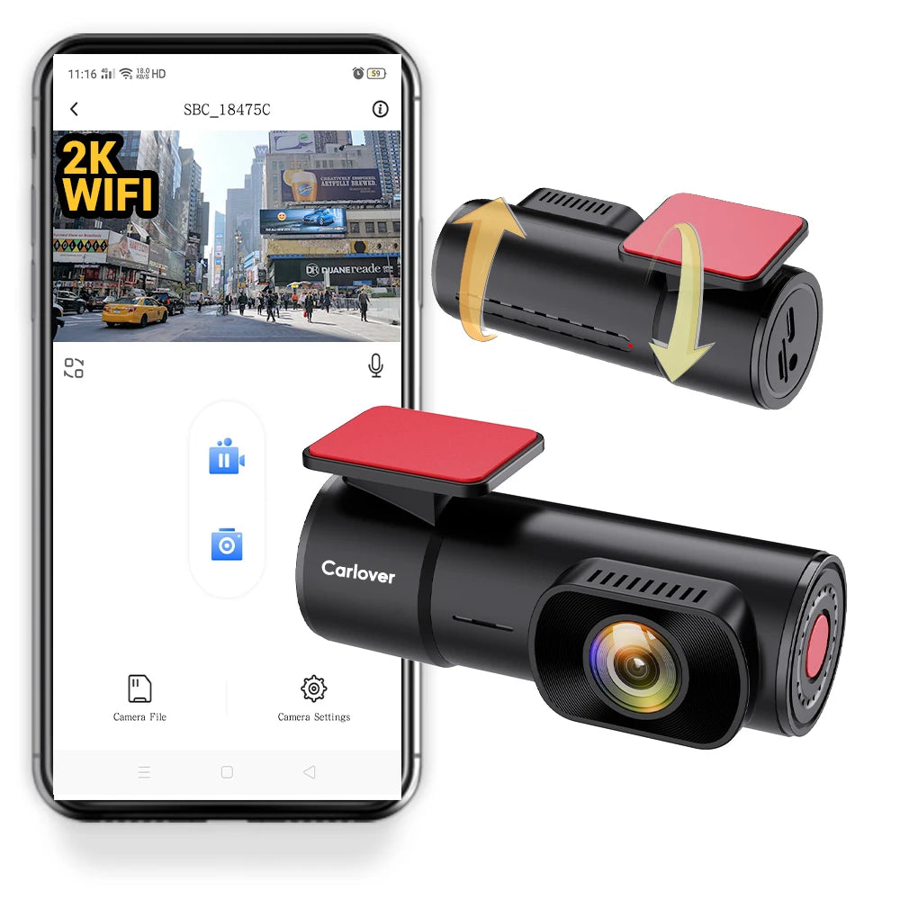 Dashcam voiture 2K Wi‑Fi discrète Carlover S9
