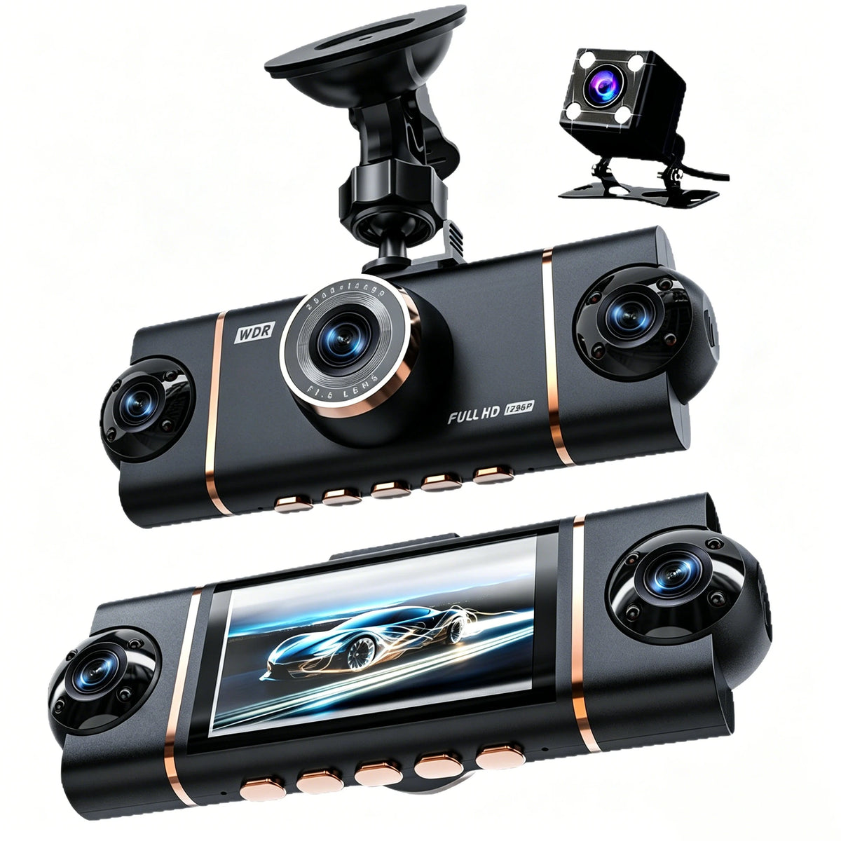 Dashcam 4 caméras Full HD Wi‑Fi GPS D65