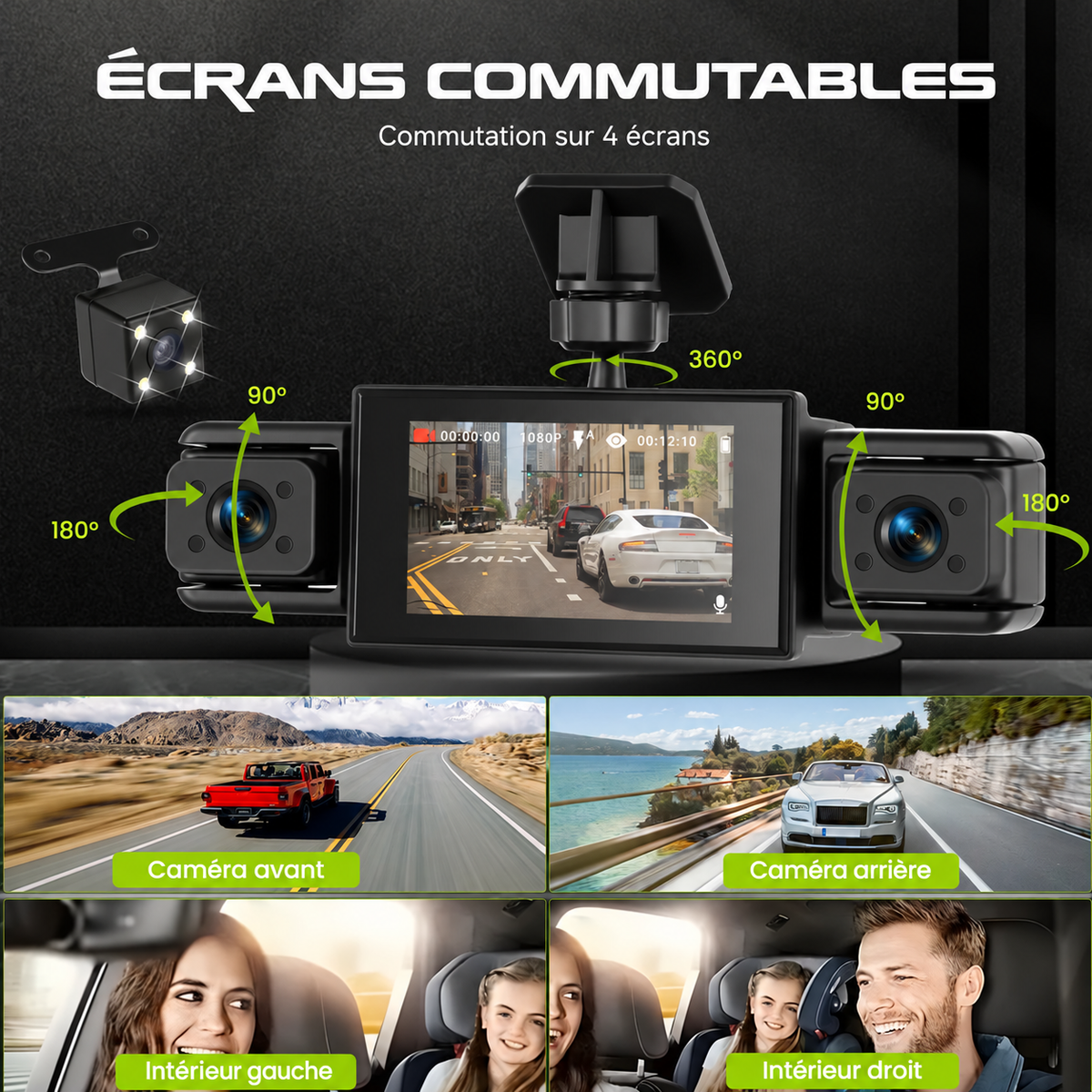 Podofo — dashcam 4 caméras, écran 3 pouces — visuel complémentaire 12 sur 14.