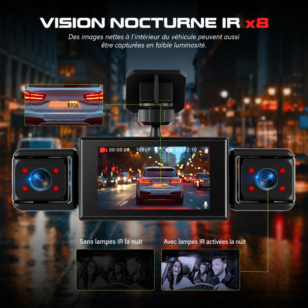 Podofo — dashcam 4 caméras, écran 3 pouces — visuel complémentaire 11 sur 14.