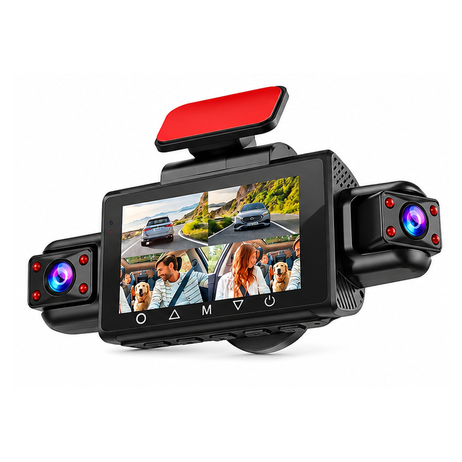Podofo — Dashcam voiture 4 caméras, écran IPS 3 pouces